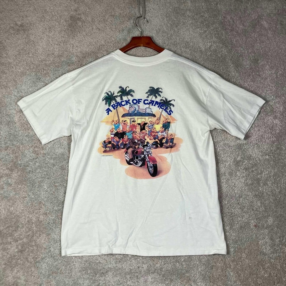 Camel Cigarettes T Shirt Mens XL White Vintage 1990 A Pack Of Camels Pocket Tee